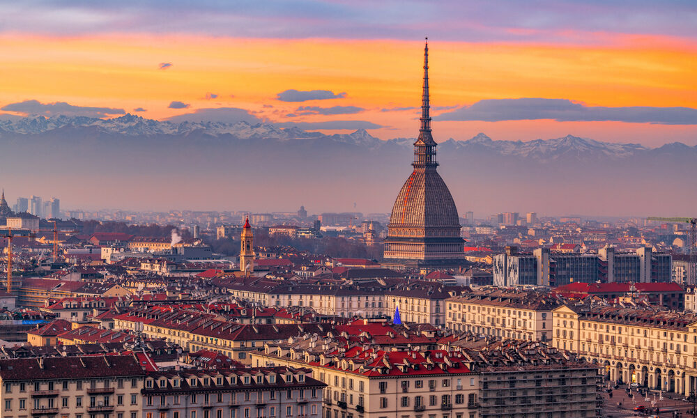 Vista di Torino al tramonto