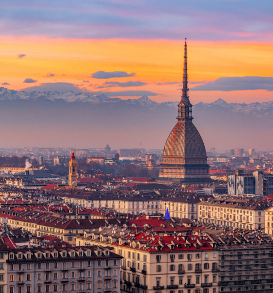 Vista di Torino al tramonto