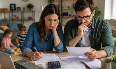 Coppia che fai i conti delle spese
