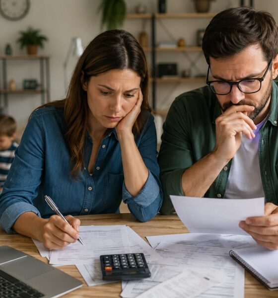 Coppia che fai i conti delle spese